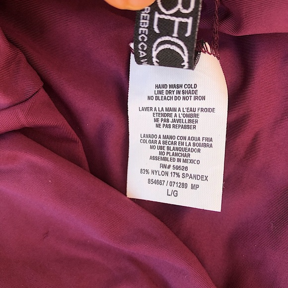 BECCA Ruched Vintage Cut High Waist Bikini Bottom Purple Burgundy Size LG - Picture 8 of 11